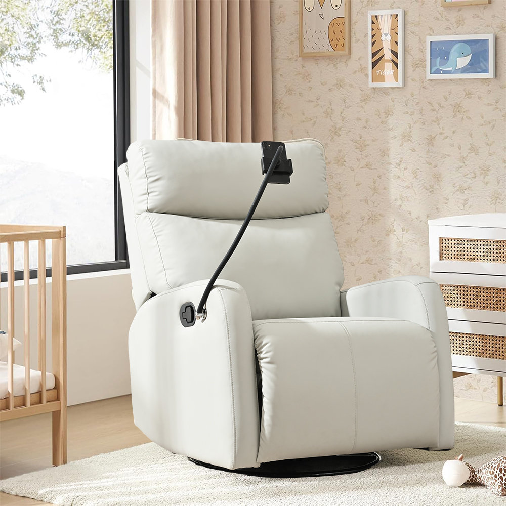 Swivel Rocker Recliner Chair for Nursery Recliner Chair 360 Degree Swivel Nursery Rocking Chair Glider Chair Modern Small Rocking Swivel Recliner